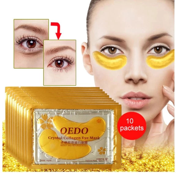 10pcs/lot Eye Care Treatment & Mask Gold Crystal Collagen Skin Care Eye Patches Dark Circle Whitening Face Mask Care Effect